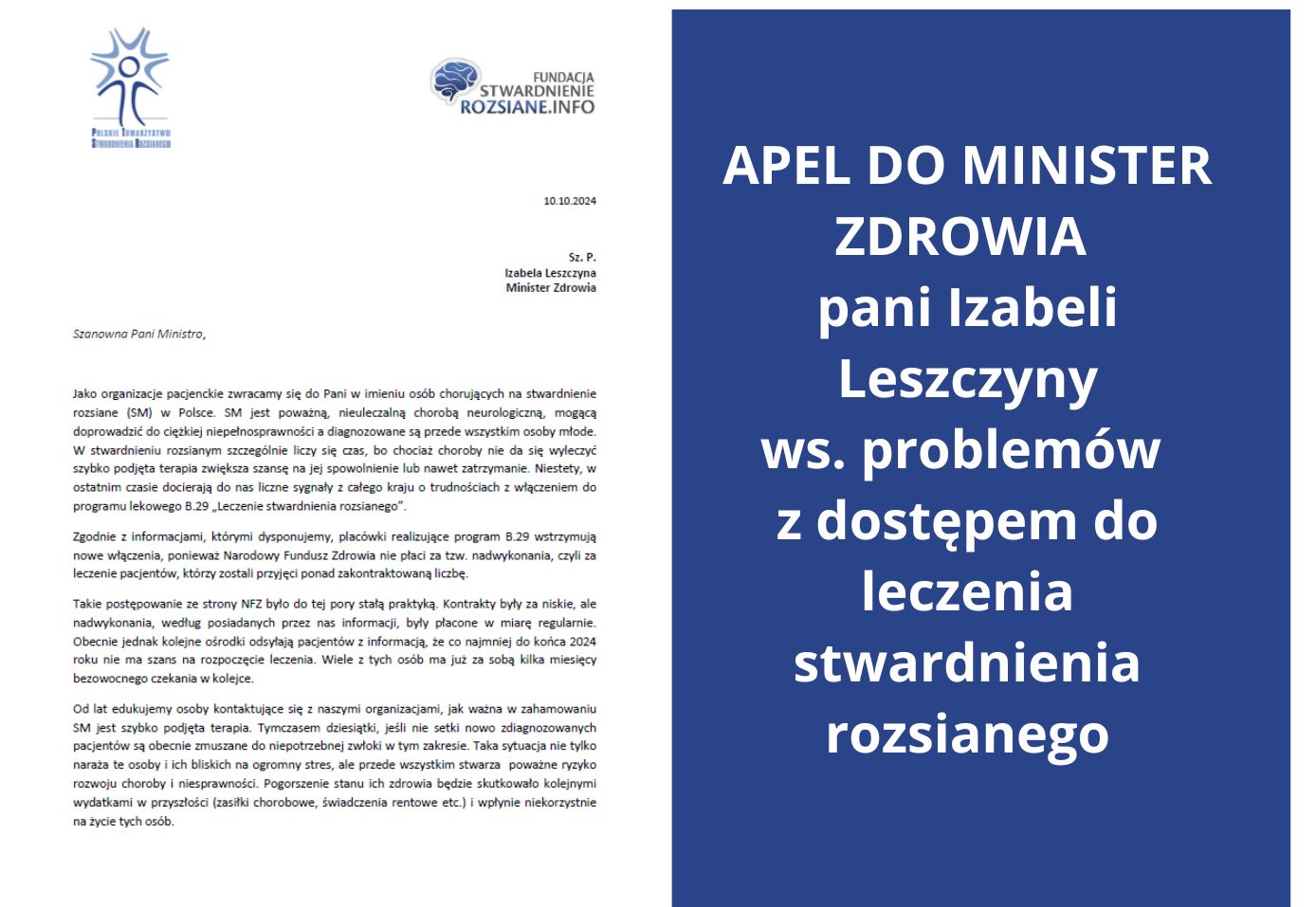 Apel do MINISTERSTWA ZDROWIA